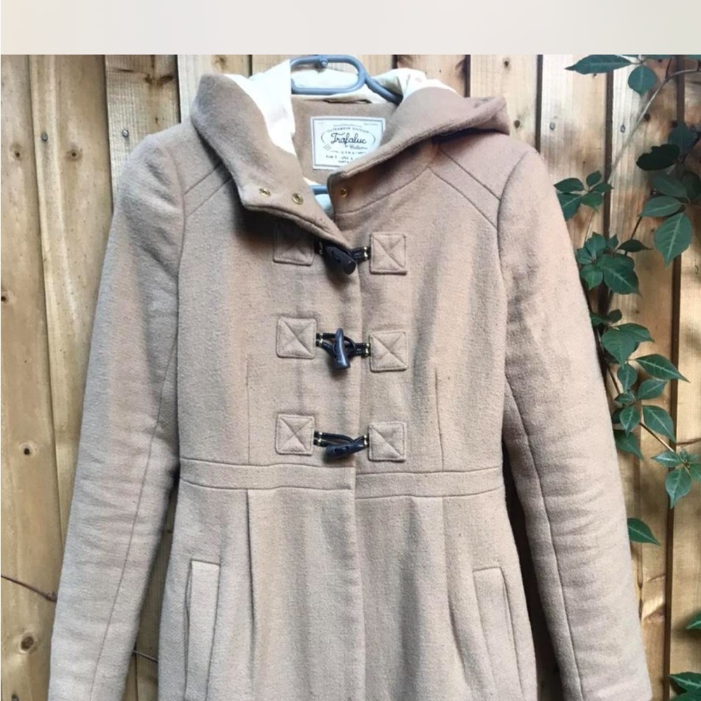 Zara Tan Trench Coat with‎ Hood zipper Closure